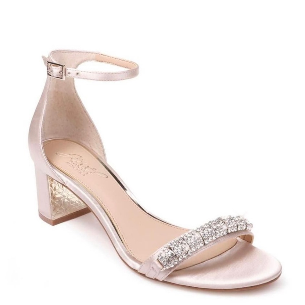 Badgley Mischka champagne block heels